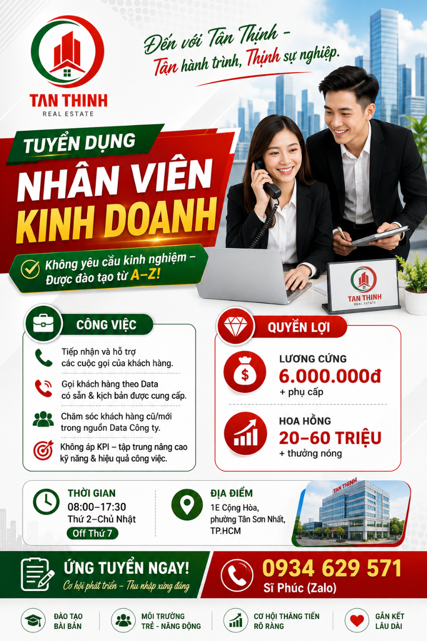 Tuyển Nhân Viên Kinh Doanh - TÂN THỊNH REAL ESTATE (1)